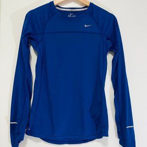 Blue Nike Dry Fit long sleeve running shirt
